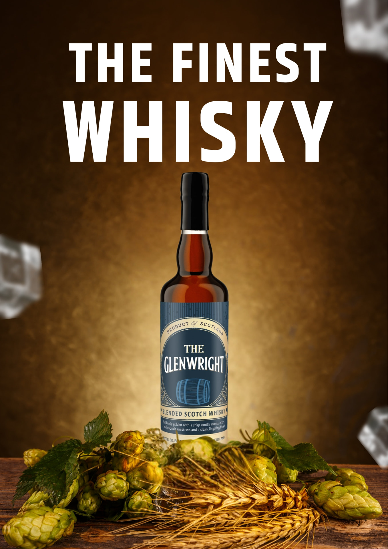 Social post design: The Glenwright blended scotch whisky poster.
