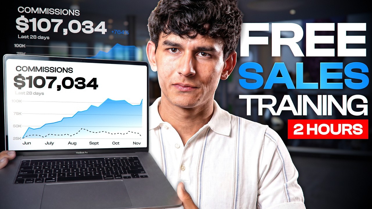 Thumbnail design: stacked headline lockup beside a laptop showing a growth chart.